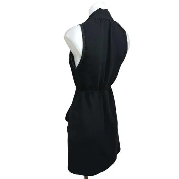 Aritzia Wilfred Black Sleeveless V Neck Faux Wrap Mini Sheath Dress Size XXS - Image 6