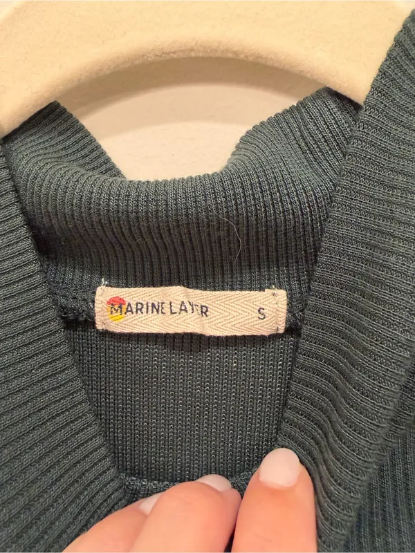 Marine Layer Dark Green Ribbed Mock Neck Short Sleeve Top‎ Size Small - Image 3