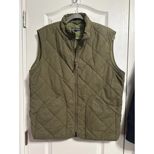 J Crew Mercantile Quilted Vest Olive Green Diamond Stitch Utility Gorp Preppy - Image 2