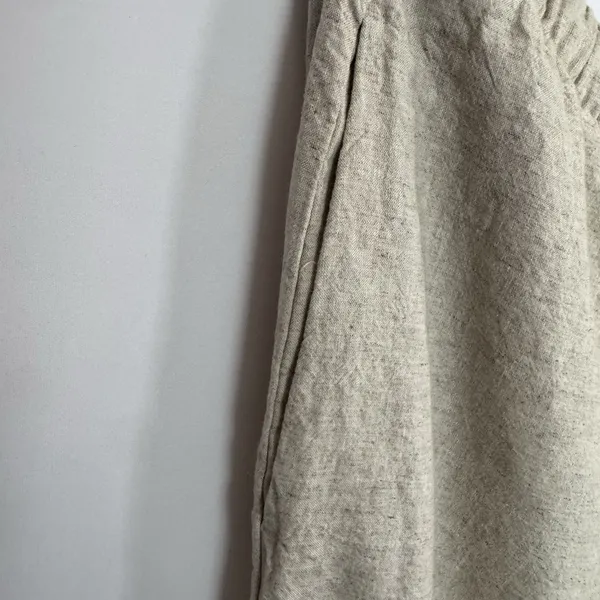 GAP Women's Beige Linen Blend Wide Leg Drawstring Pants Lightweight Size L - Image 4