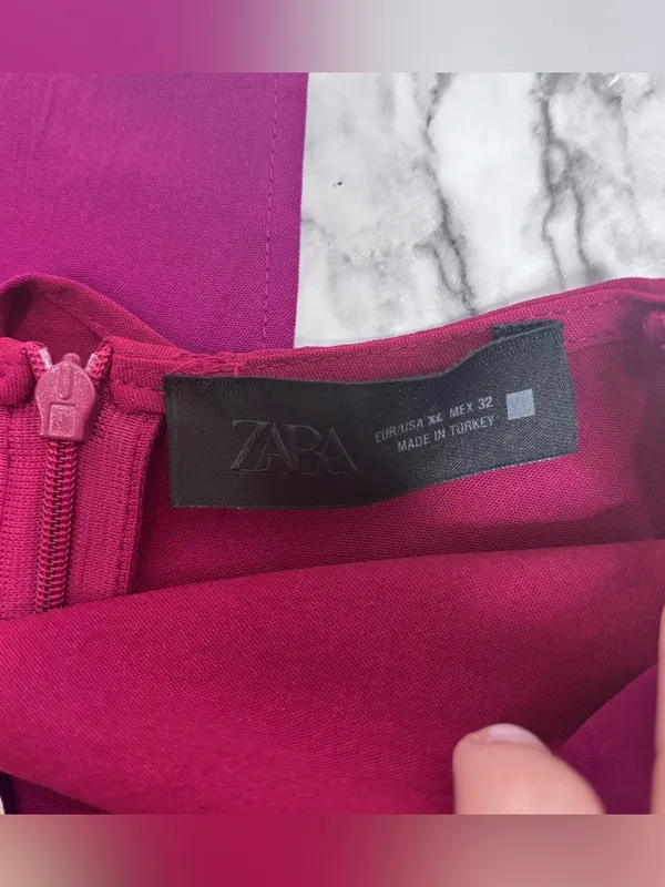 Zara Draped Fuchsia pink Midi Dress Silver Ring sleeveless size XL vacation - Image 4