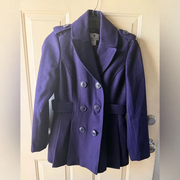 Worthington Double-Breasted Purple Pea Coat - Image 2