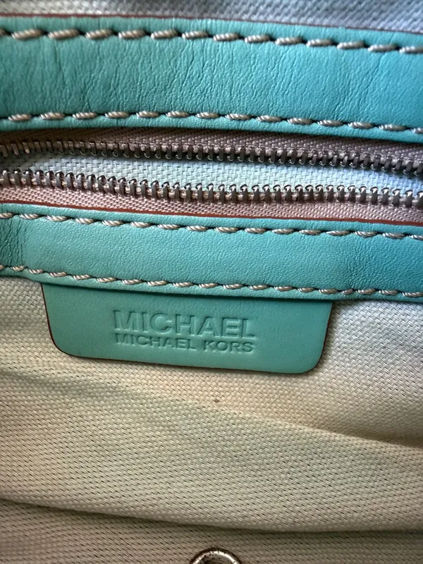 Vintage Michael Kors Barrel Bag 2000s Y2K Mint Green Teal - Image 10