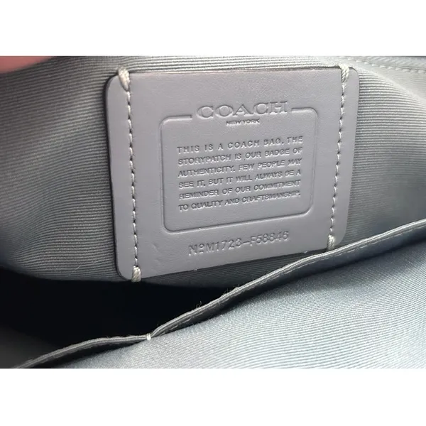 Coach Zip Top Tote Women Large Blue Excellent Crossgrain Leather F58846 - Image 3