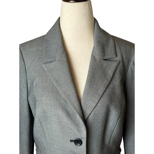 The Limited Blazer Women Small Gray Houndstooth‎ Single Breasted Academia Preppy - Image 4