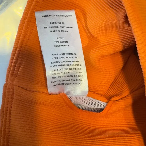 627 |‎ WILO The Label Ribbed Square Neck Athletic Crop Top Orange Womens Small - Image 7