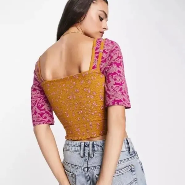 Free People Marigold Tee in Golden Combo Size Small - Image 6