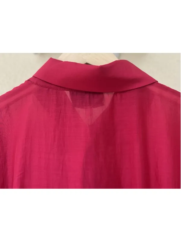 Tuckernuck Raspberry Organza Delaney Dress M Puff Sleeves Collar Wedding Guest - Image 8