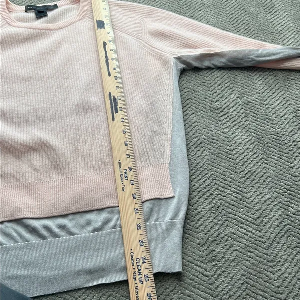 Marc by Marc Jacobs Cashmere Colorblock Sweater Pink Gray Silk Hem M - Image 10