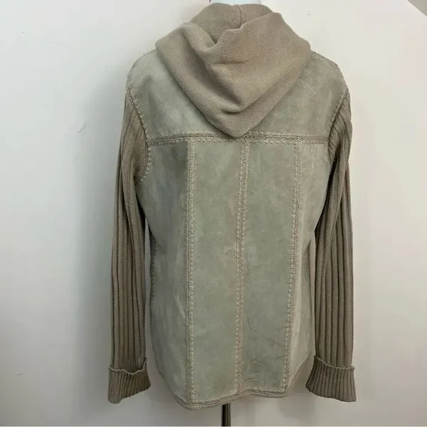 Vintage 70’s Duo Wear Leather Cow Hide Hooded Jacket Tan L - Image 2