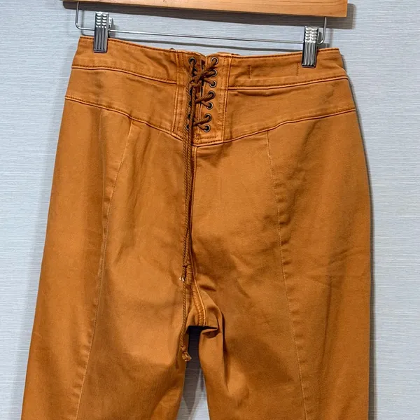 Free People We The Free Just Float On Flare Jeans Rust Orange Lace Up Back 27 - Image 6