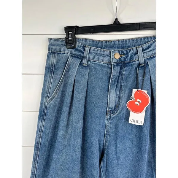 Cider Denim High Waisted Pleated Wide Leg Pants Size Medium NEW - Image 4