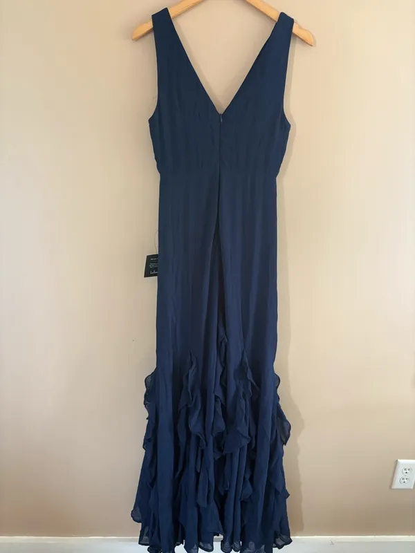 Lulus Alorna Dark Navy Sleeveless Ruffled Maxi Dress Size XL NWT Whimsical Gala - Image 4