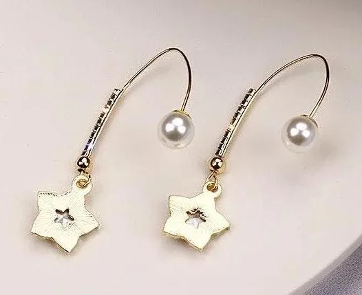 Crystal Star Pearl Drop Earrings - Image 3