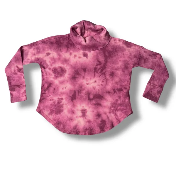 Maeve Anthropologie‎ Waffle Knit Top Women Medium Pink Tie Dye Excellent Thermal - Image 2