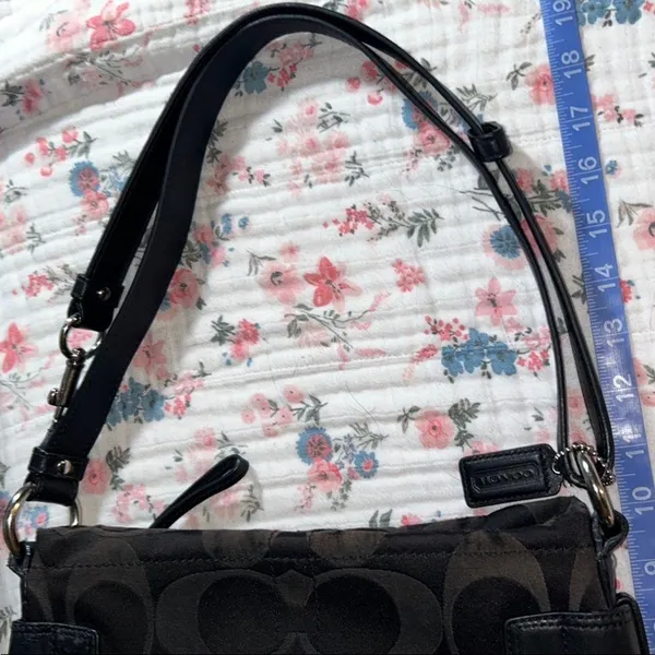 Vintage Coach Sateen Monogram and Leather/Silver Chain Shoulder/Crossbody Bag - Image 12
