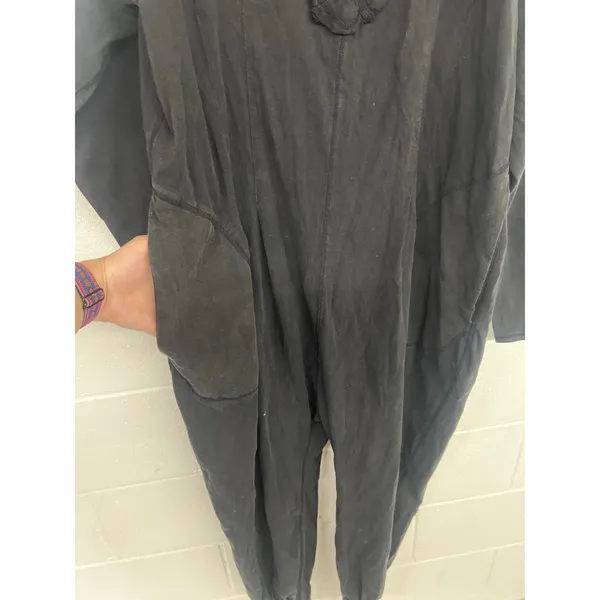 Free People Intimately SzM Black All Nighter Romper Long Sleeve Relaxed Jumpsuit - Image 4