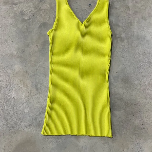 House of Harlow 1960 Lime Sherbet Ribbed Tank Women Sleeveless Size Small Sexy - Image 4