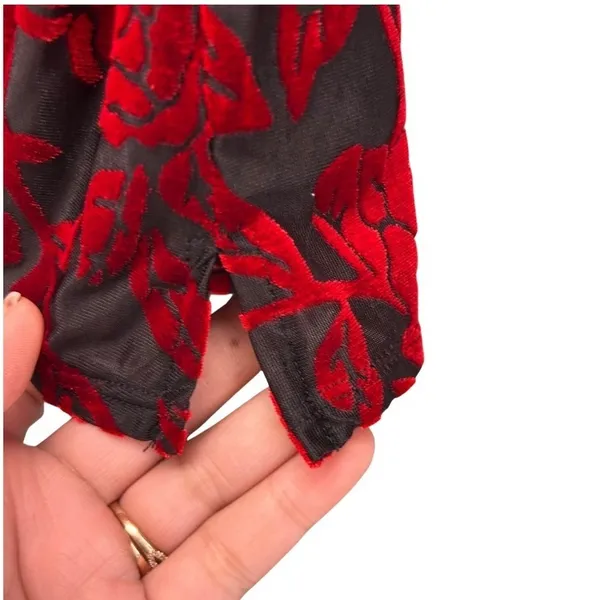Cato 90s Womens Top Small Whimsigoth ‎ Goth Red Dark Romantic Velvet Burnout - Image 6