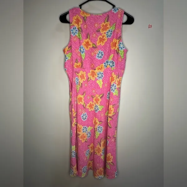 Vintage‎ Coquette Y2K Sigrid Olsen Sport Pink Floral Sleeveless Midi Dress Fairy - Image 10