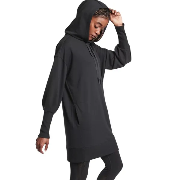 ATHLETA Mala Hoodie Mini Dress-Pullover Women L Black Athletic Versatile Travel - Image 3