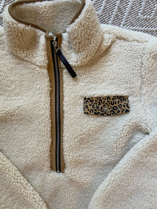 Pistola Sherpa Zoey Pullover Fleece Cream Combo Thick Animal Print Women’s S - Image 2