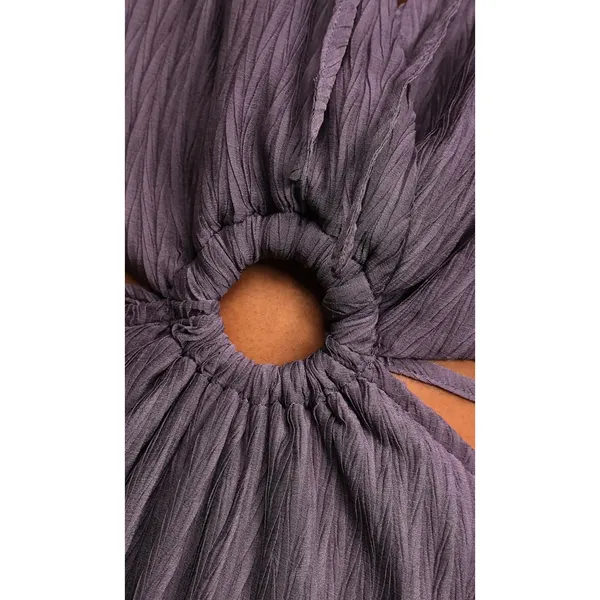 Lulus Dusty Purple Plisse‎ O-Ring Cutout Maxi Dress Womens Medium Smocked Back - Image 5