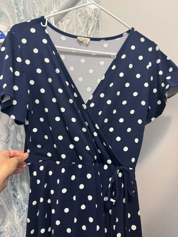 Navy Polka For Work Dress - Image 2