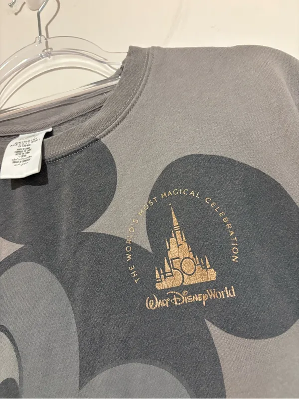 Walt Disney World 50th Anniversary Mickey Mouse Sweatshirt grey Adults‎ small - Image 4