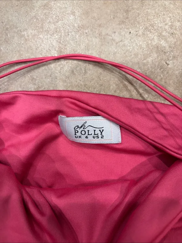 Oh Polly Hot Pink Ruched Mini Strappy Dress - Image 2