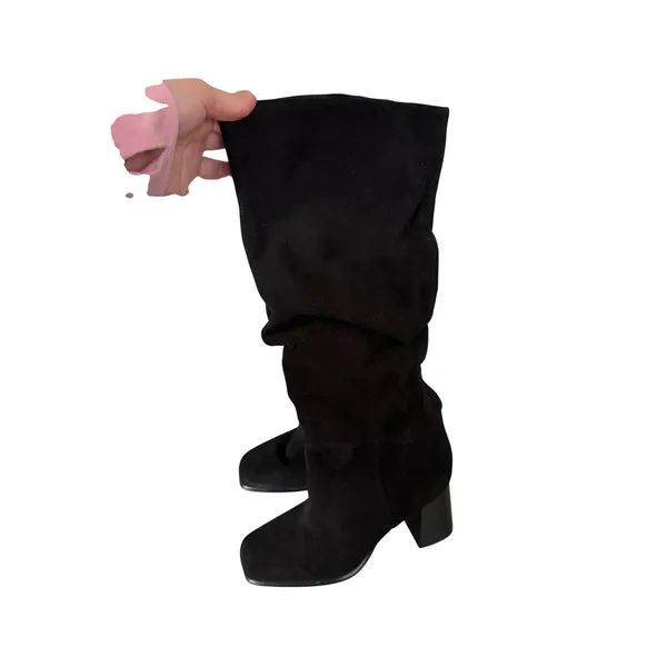 Nine West Domaey Black Suede Slouchy Square Toe Block Heel Boots Womens‎ 9M - Image 4