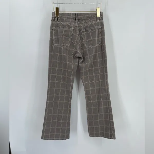 FRAME Le Crop Mini Boot Window Pane Plaid Pants Size 24‎ - Image 4