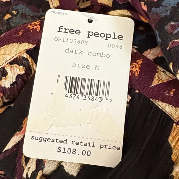 NWT Free People On The Edge Romper Black Floral Size Medium Retail $108.00 - Image 13
