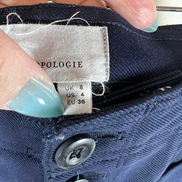 Anthropologie Navy Blue High Rise Button Fly Utility Slim Pants‎ Womens Size 4 - Image 6