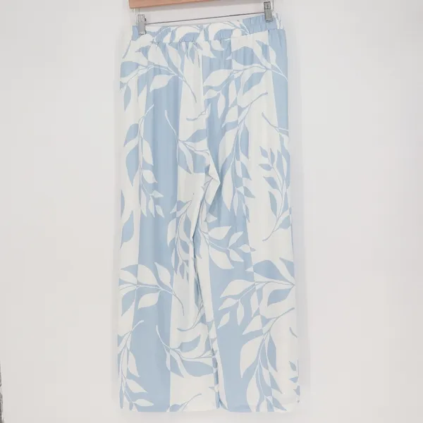 Unbranded Light Blue White Botanical Leaf Stripe Wide Leg Palazzo Pants Large - Image 3