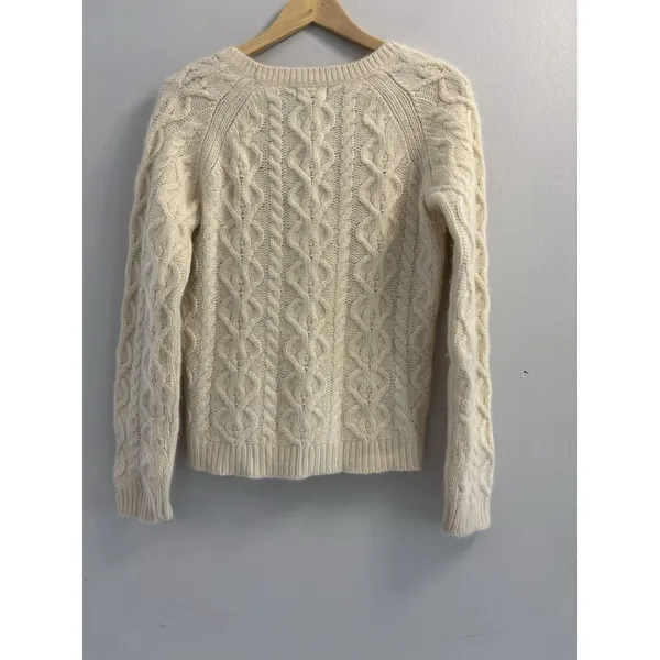 VTG The Limited Angora Lambswool Cable Knit Sweater Cream Ivory L Scoop Neck Y2K - Image 3