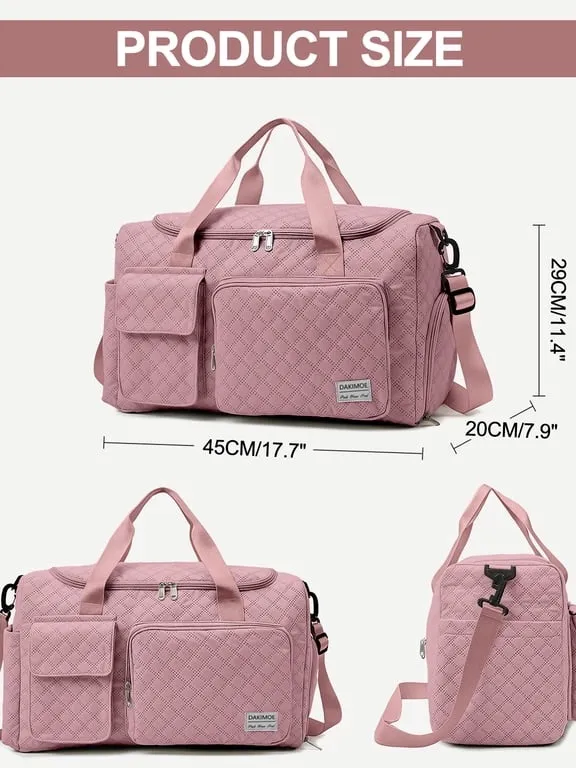 Quilted Pink Travel Duffel Bag Women's Carryall W - Image 3