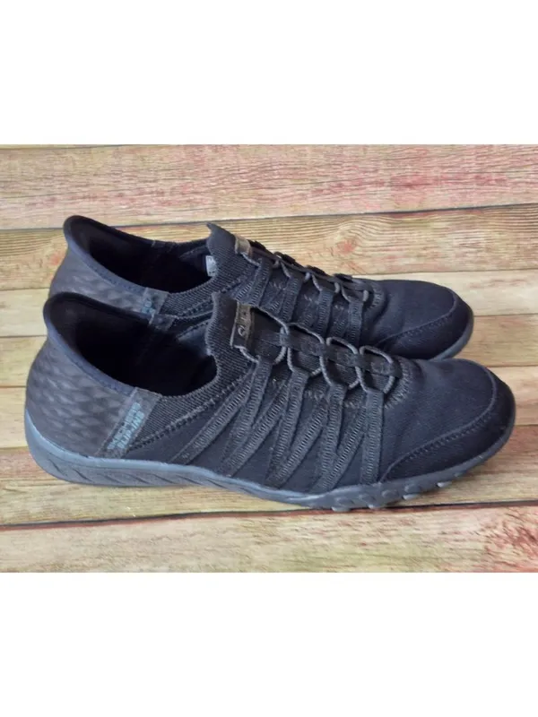 Skechers Slip In Shoes Womens 8.5 Breathe Easy Roll With Me Memory Foam Black - Image 6