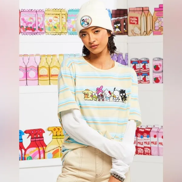 Hello Kitty & Friends Sanrio Kawaii Mart Striped Long Sleeve Tee - Large - Image 12