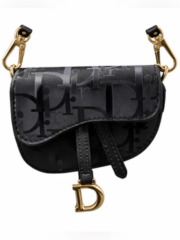 Source Unknown NWOT Mini Black D Monogram Saddle Style Fashion Purse/Keychain - Image 2