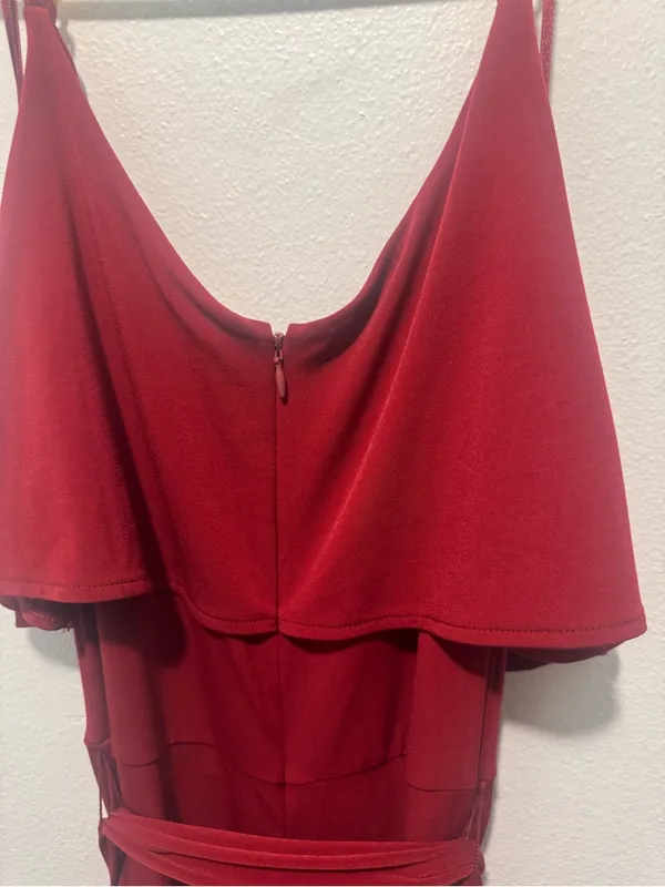 Michael Kors Burgundy Sleeveless V-Neck Maxi Dress with Chain Straps - Image 6