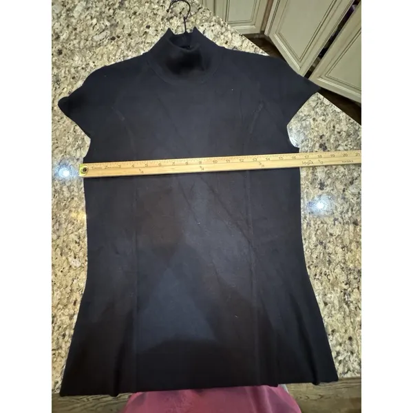 Lauren Ralph Lauren Black Knit Silk Cashmere Dress Size Medium Mock Neck Cutout - Image 7