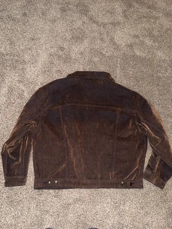 Wild Fable Brown Flocked Denim Trucker Jacket Size Medium - Image 8