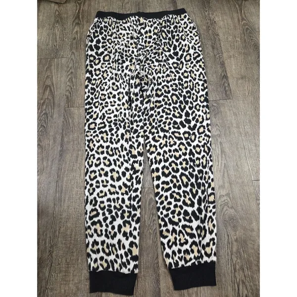 Kate Spade Classic Leopard Animal Print Shirt Joggers Pajamas Lounge Set Large - Image 6