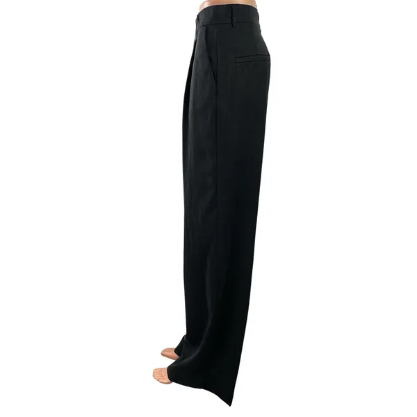 Zara Women's Black High Rise Pleated Straight Leg Trousers Dress Pants Size S - Image 2