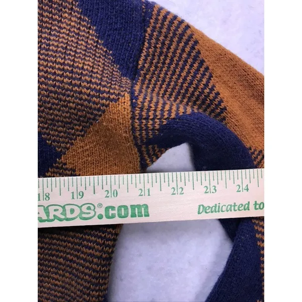 Madewell Sweater Womens Small Blue Brown Excellent Argyle Crewneck Knit Pullover - Image 9