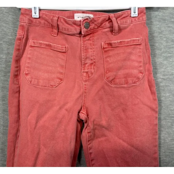 Risen Jeans Womens 9/29 Coral Pink Flare Denim Pants Stretch‎ Casual - Image 3
