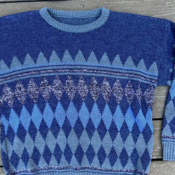 Vintage Purple/Blue Diamond Argyle Sweater Knitwear - Image 2