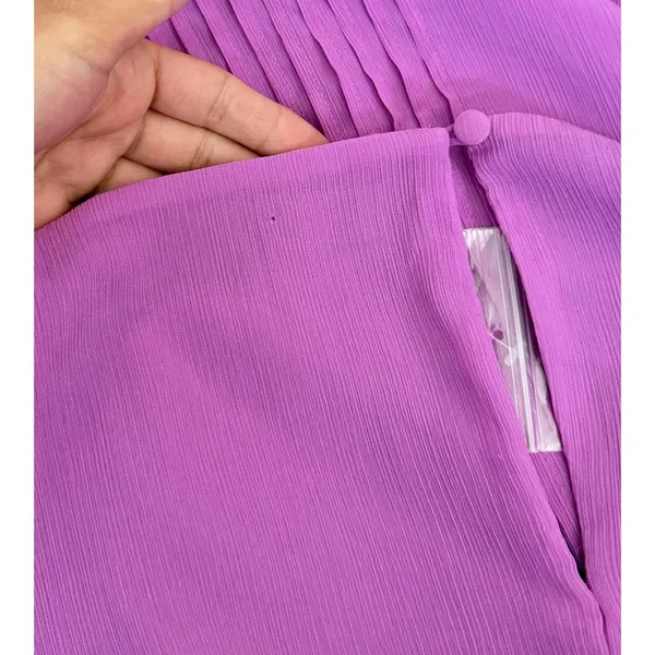 NWT White House Black Market 14 Pink Pleated Chiffon Midi Dress Hi Low Formal - Image 9