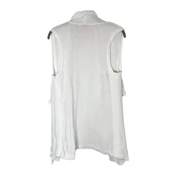 Lilly Pulitzer Sleeveless‎ Cardigan Vest Sz S White Fringe Cotton Resort Beach - Image 3